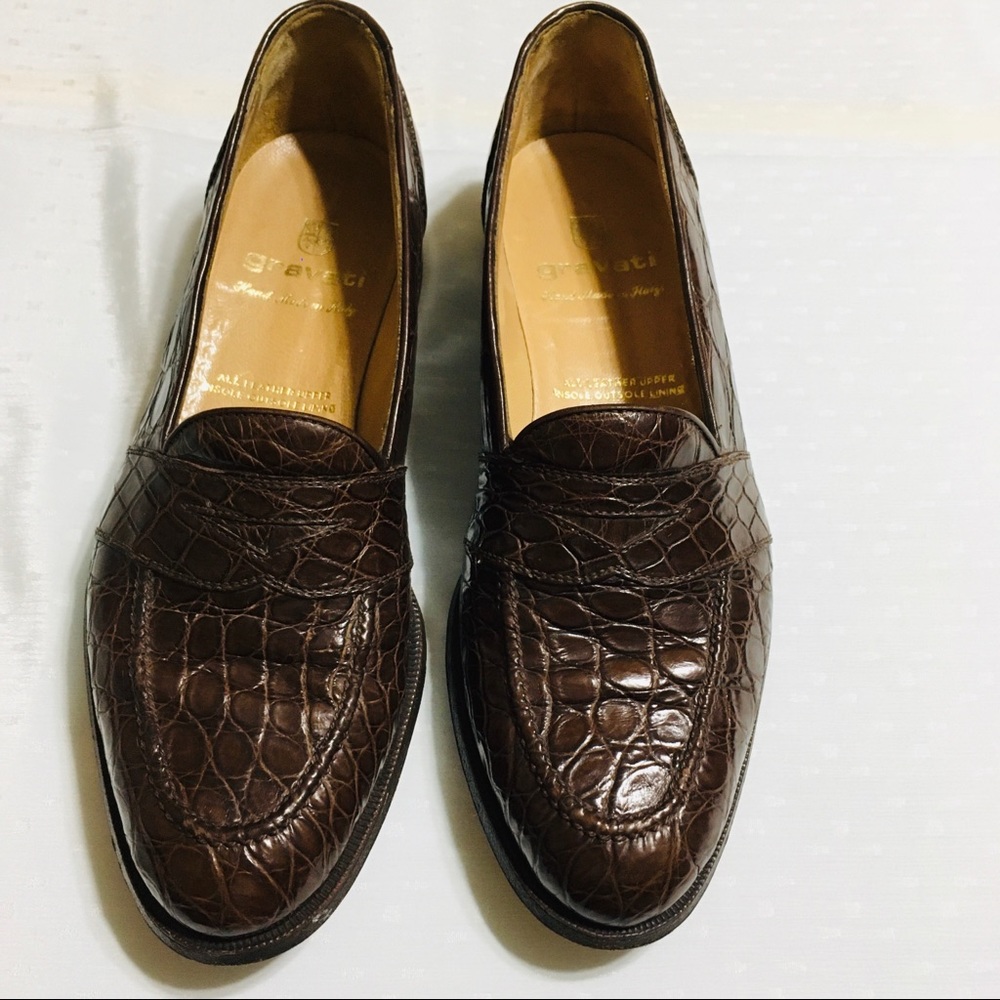 SOLD GRAVATI Crocodile Brown Handmade Italian 8.5M